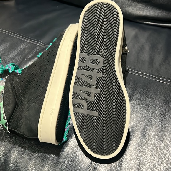 New P448 Taylor High Top Sneakers Black Green Suede Lace Up Women’s 37 US 6.5 - Picture 4 of 4